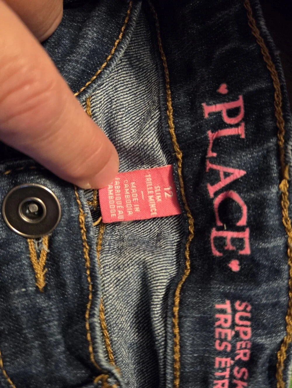 The Children's Place Girls Blue Super Skinny Jeans Denim Slim Size 12